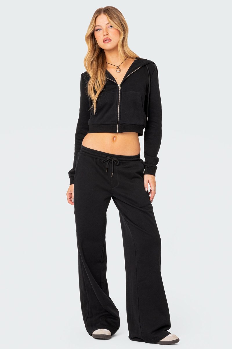 Edikted Annalise Straight Leg Sweatpants Pants Black | USA QY628572F5