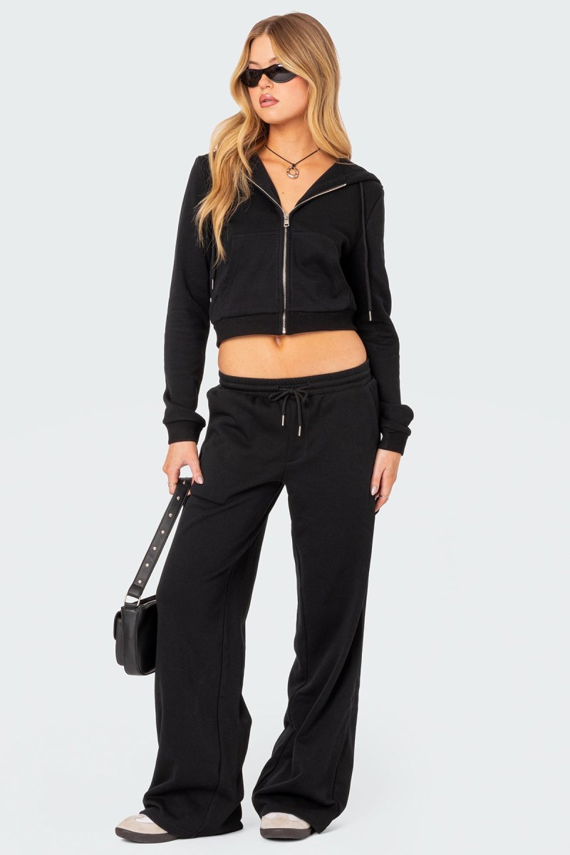 Edikted Annalise Straight Leg Sweatpants Pants Black | USA QY628572F5