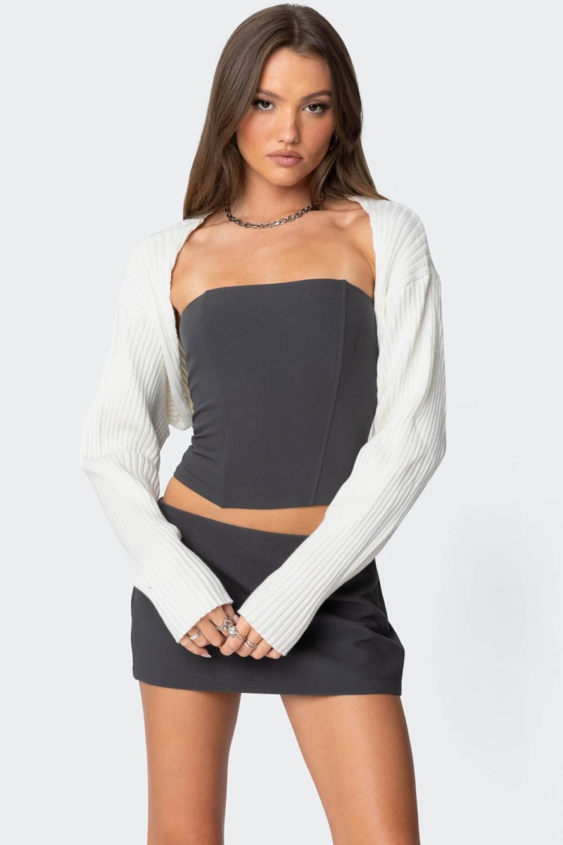 Edikted Anya Shrug Sweater Black | USA DL118801R9