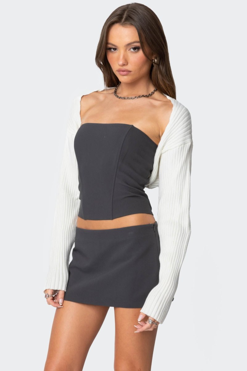 Edikted Anya Shrug Sweater Black | USA DL118801R9