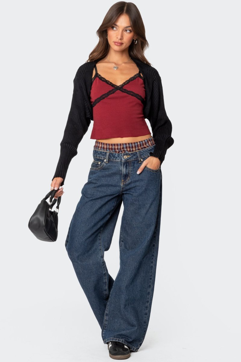 Edikted Anya Shrug Sweater Black | USA PL510931K1