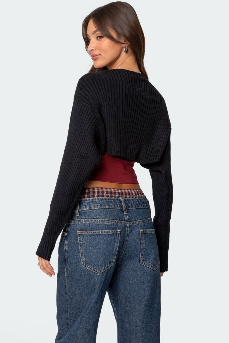 Edikted Anya Shrug Sweater Black | USA PL510931K1