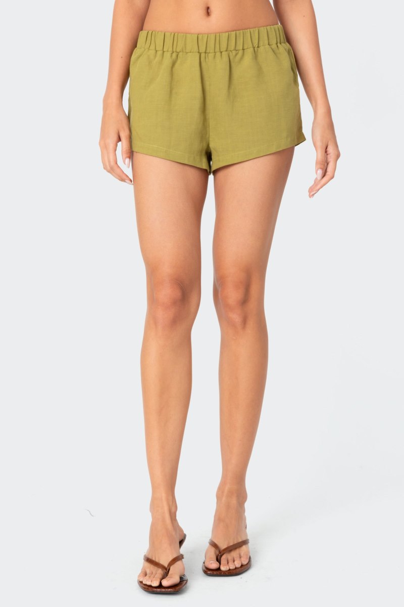 Edikted Arden Linen Look Shorts Green | USA MU291379L4