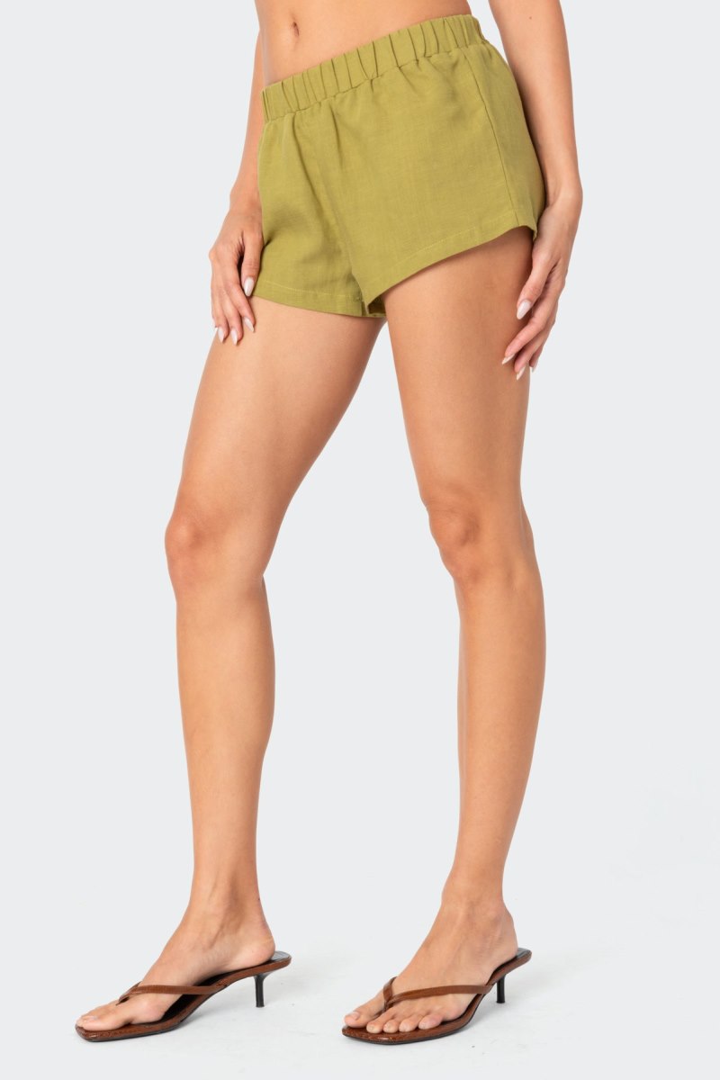 Edikted Arden Linen Look Shorts Green | USA MU291379L4