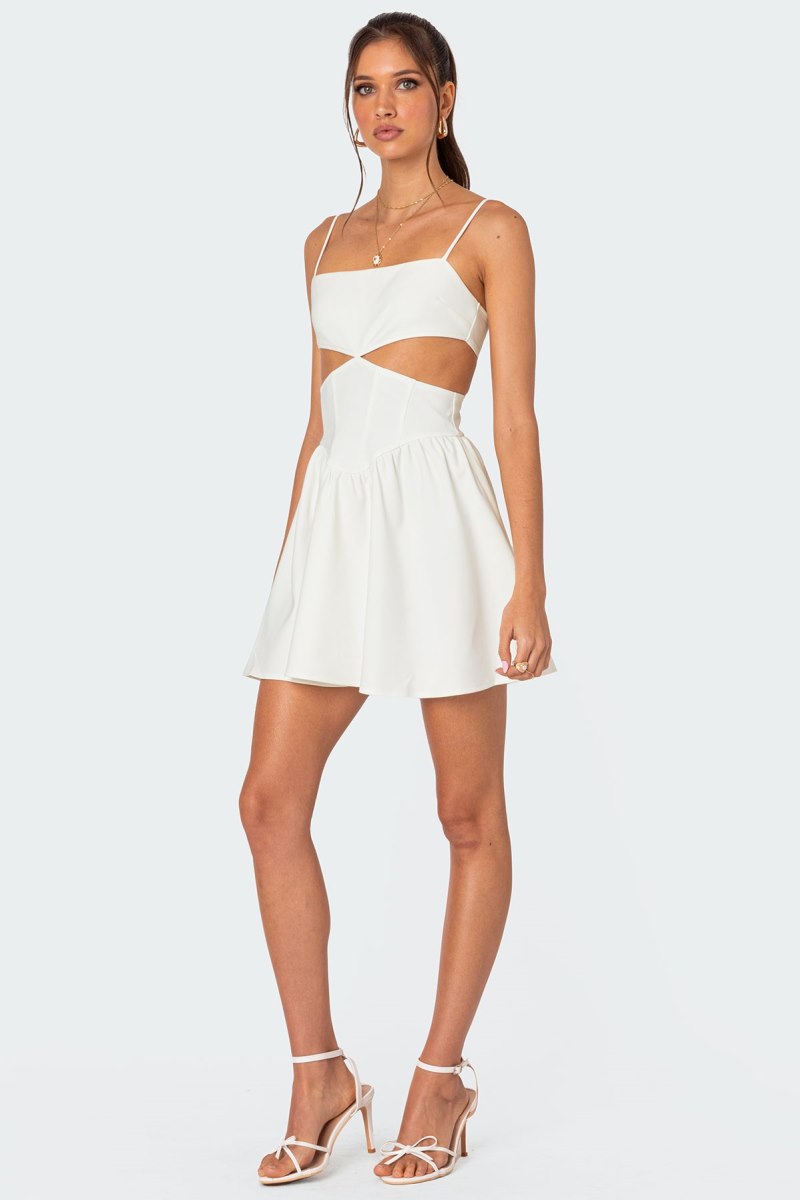 Edikted Ari Corset Mini Cut Out Dress White | USA WO785068E2