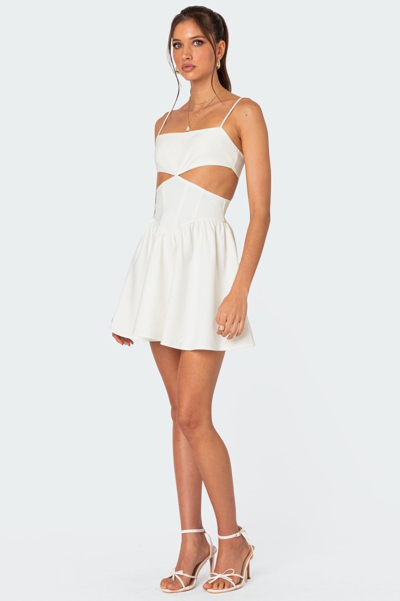 Edikted Ari Corset Mini Cut Out Dress White | USA WO785068E2