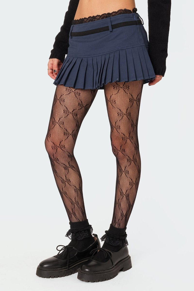 Edikted Aria Lace Trim Pleated Skorts Navy | USA QO545244V0