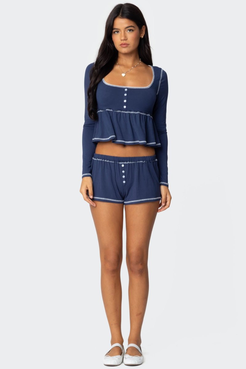 Edikted Arianne Contrast Shorts Navy | USA XK727262E5