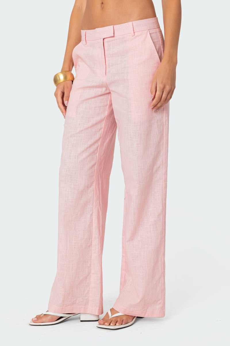 Edikted Arya Linen Look Pants Cream | USA VY346684J2