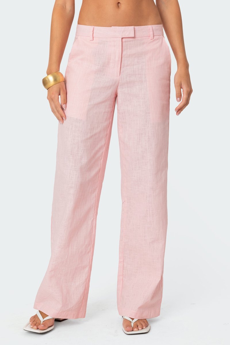 Edikted Arya Linen Look Pants Cream | USA VY346684J2