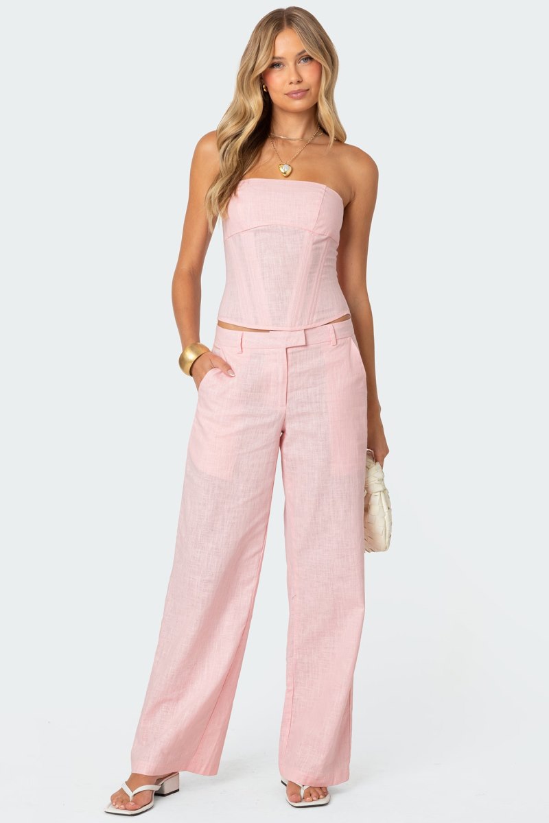 Edikted Arya Linen Look Pants Cream | USA VY346684J2