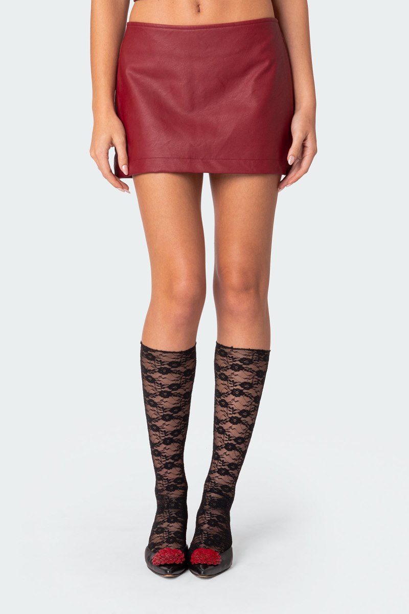 Edikted Aster Faux Leather Mini Skirts Burgundy | USA RI250425D7