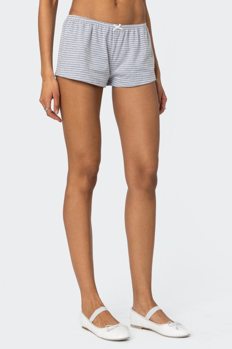 Edikted Astor Striped Shorts Gray And White | USA NI350435A8