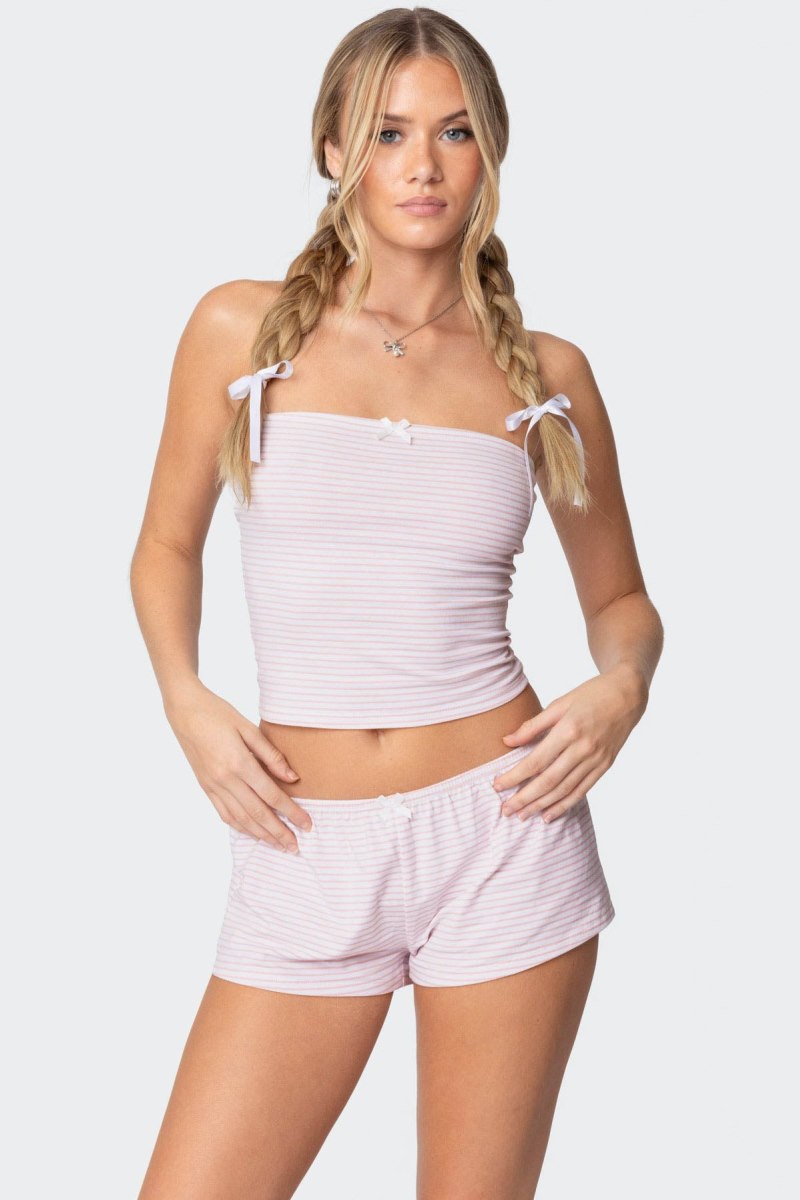 Edikted Astor Striped Tube Strapless Tops Gray And White | USA FK610241W1