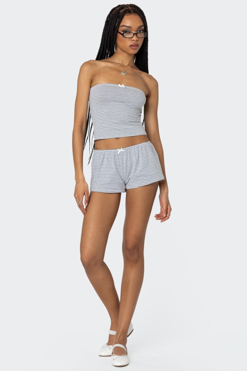 Edikted Astor Striped Tube Strapless Tops Gray And White | USA NT401370W6