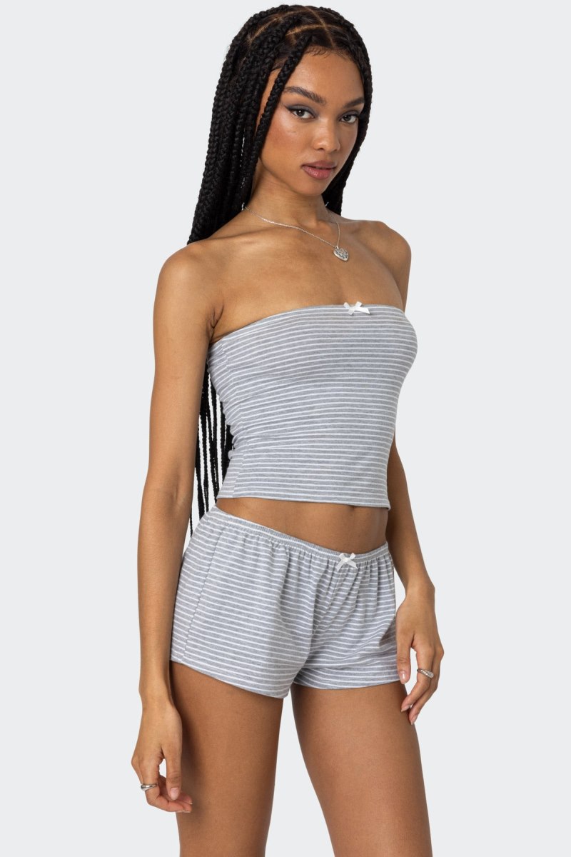 Edikted Astor Striped Tube Strapless Tops Gray And White | USA NT401370W6