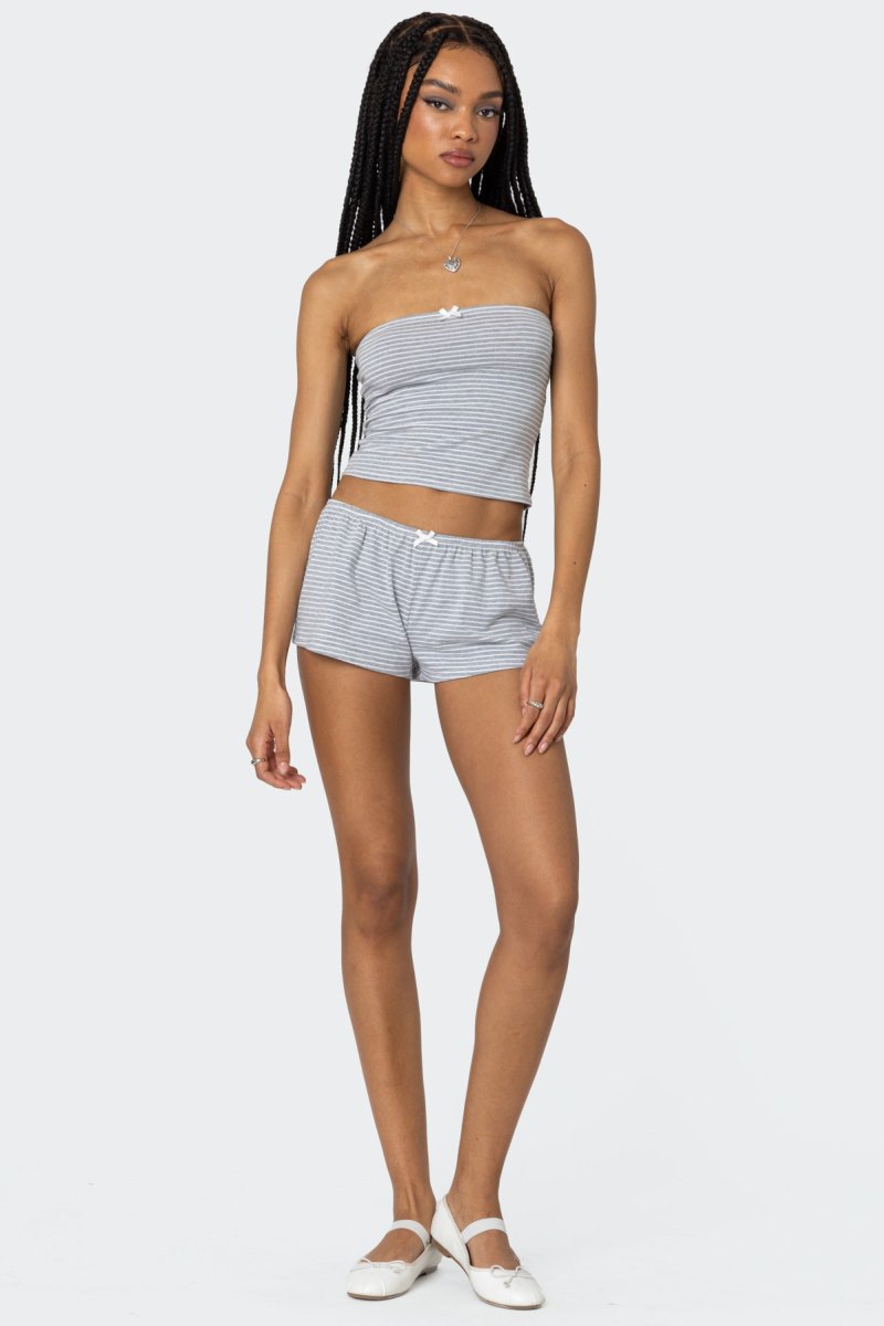 Edikted Astor Striped Tube Strapless Tops Gray And White | USA NT401370W6