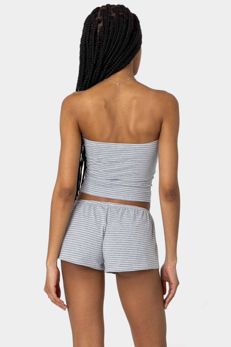 Edikted Astor Striped Tube Strapless Tops Gray And White | USA NT401370W6
