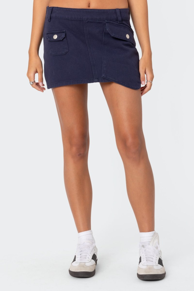 Edikted Asymmetric Pocket Mini Skirts Navy | USA BD061376V8