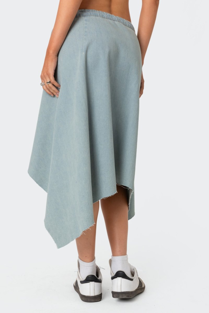 Edikted Asymmetric Wrapped Denim Midi Skirts Light Blue | USA HG629812M9