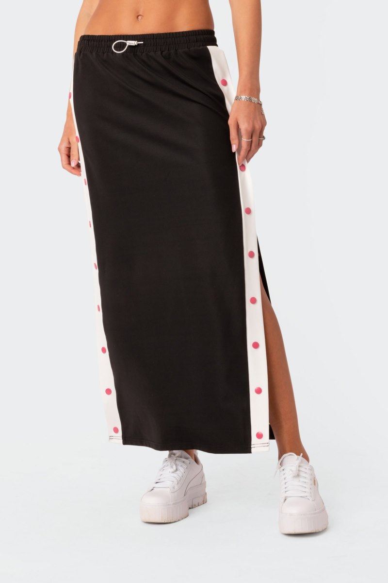 Edikted Athletic Low Rise Maxi Skirts Black And White | USA UW847244O7