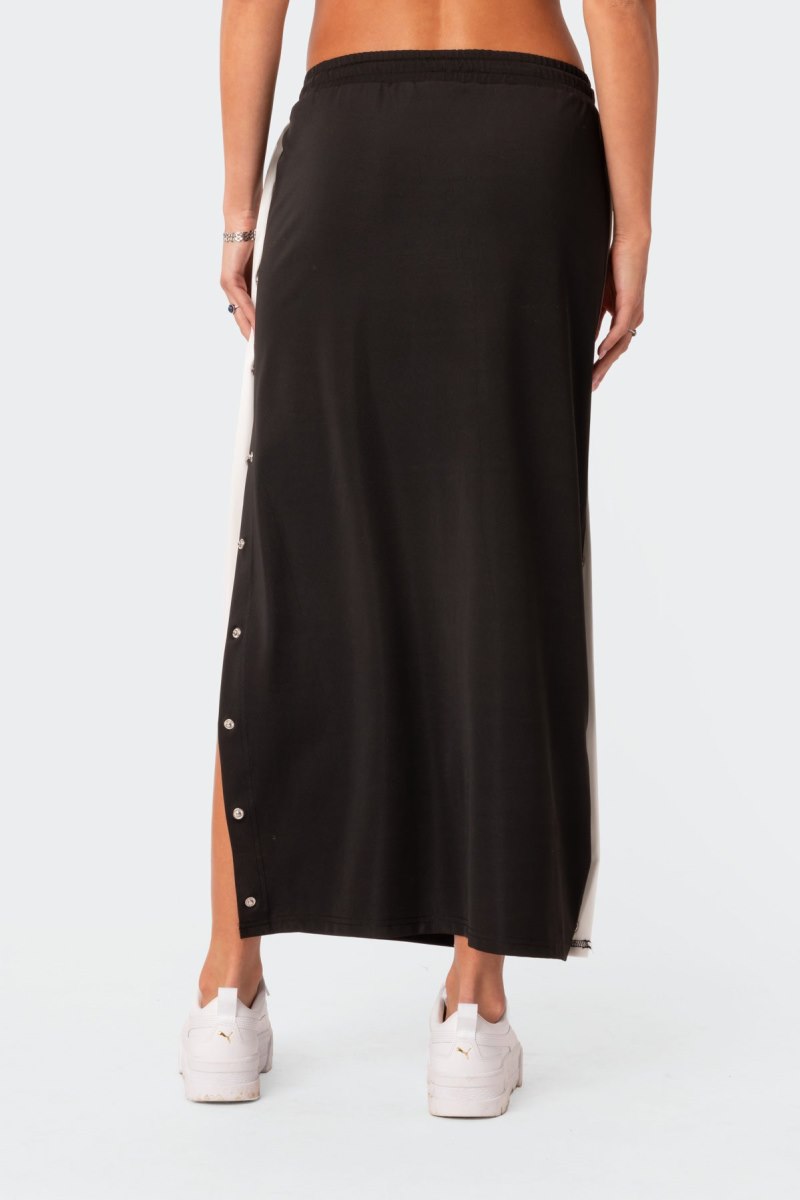 Edikted Athletic Low Rise Maxi Skirts Black And White | USA UW847244O7