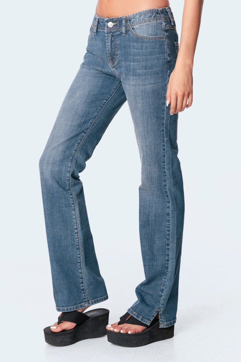 Edikted Aubrey Low-Rise Jeans Blue | USA QY574747M4