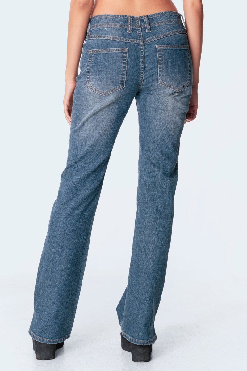 Edikted Aubrey Low-Rise Jeans Blue | USA QY574747M4