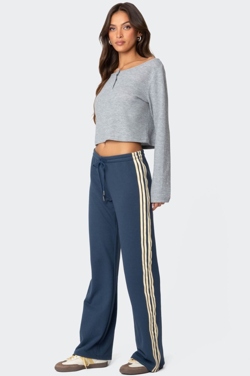 Edikted Averie Contrast Striped Sweatpants Pants Blue | USA RV974537M6