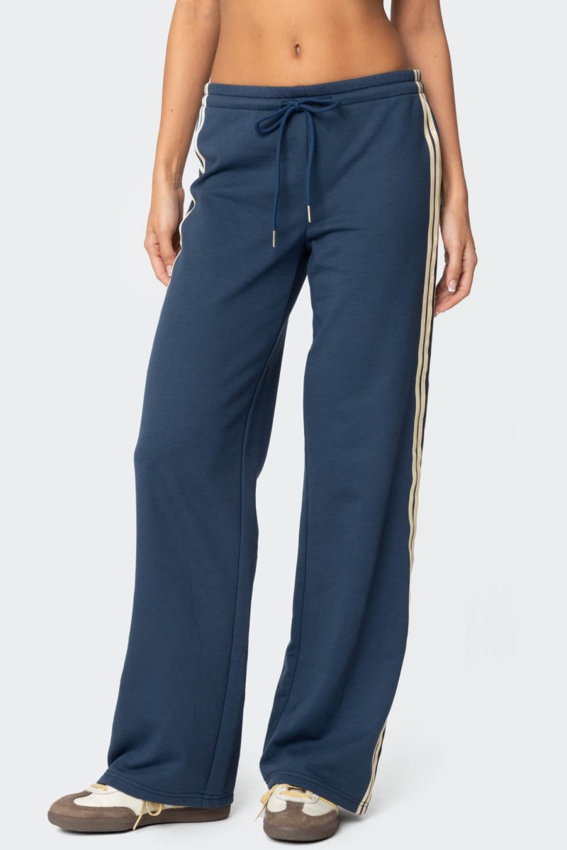Edikted Averie Contrast Striped Sweatpants Pants Blue | USA RV974537M6
