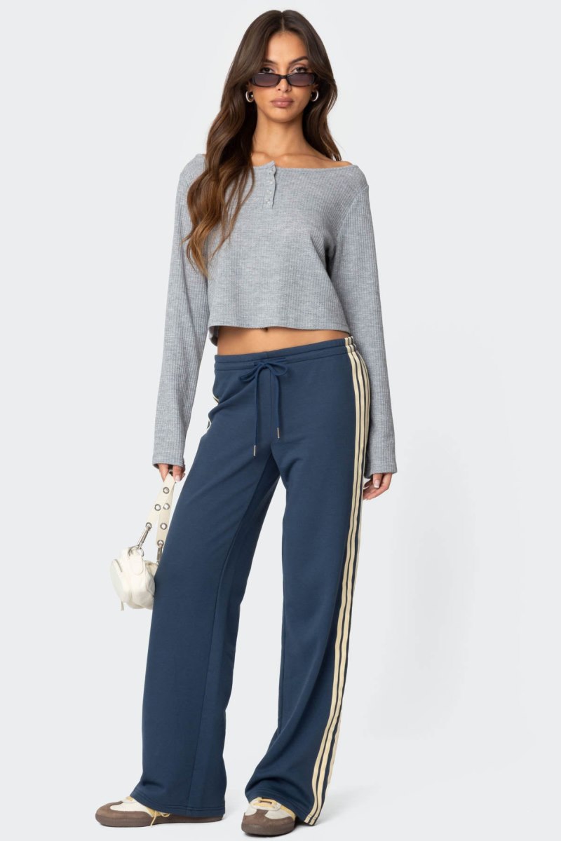 Edikted Averie Contrast Striped Sweatpants Pants Blue | USA RV974537M6