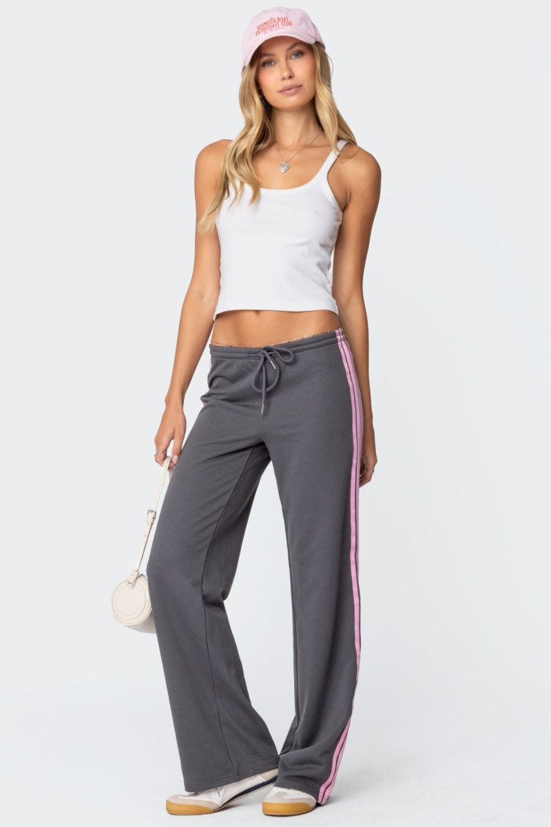 Edikted Averie Contrast Striped Sweatpants Pants Blue | USA NR952805Y0