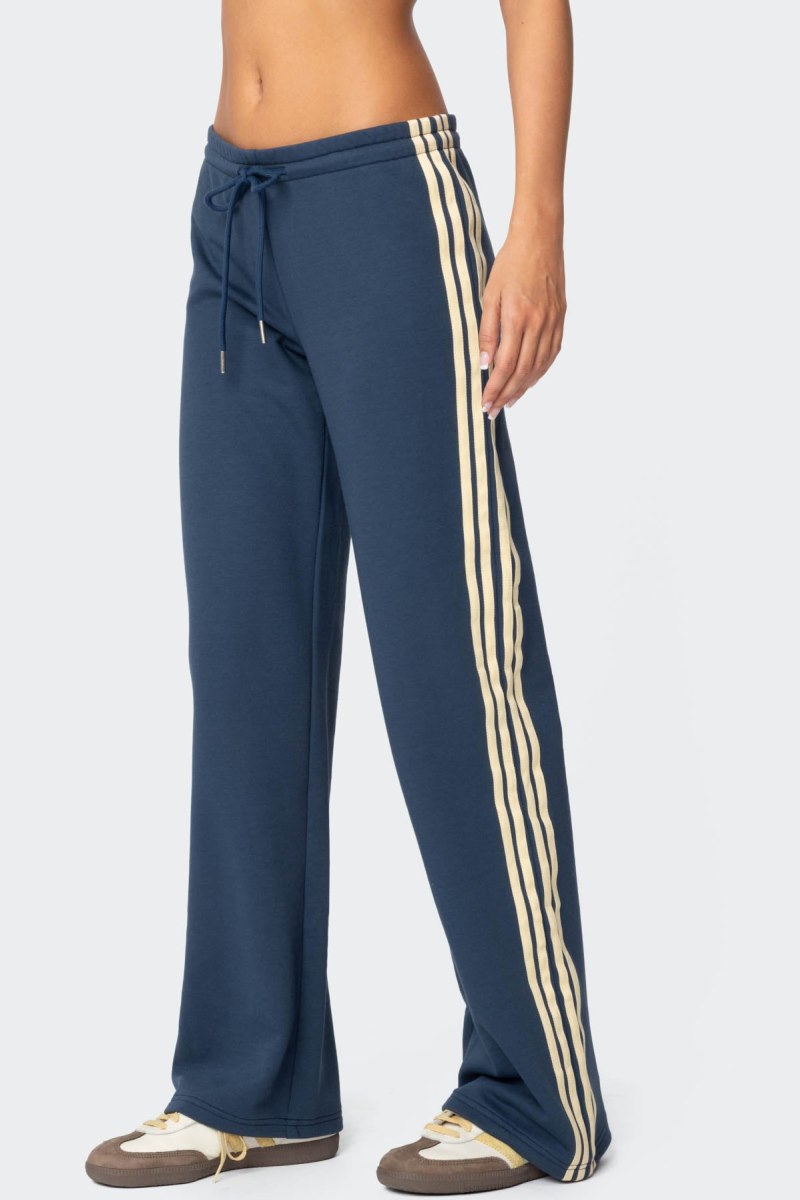 Edikted Averie Contrast Striped Sweatpants Blue | USA LK838533U5