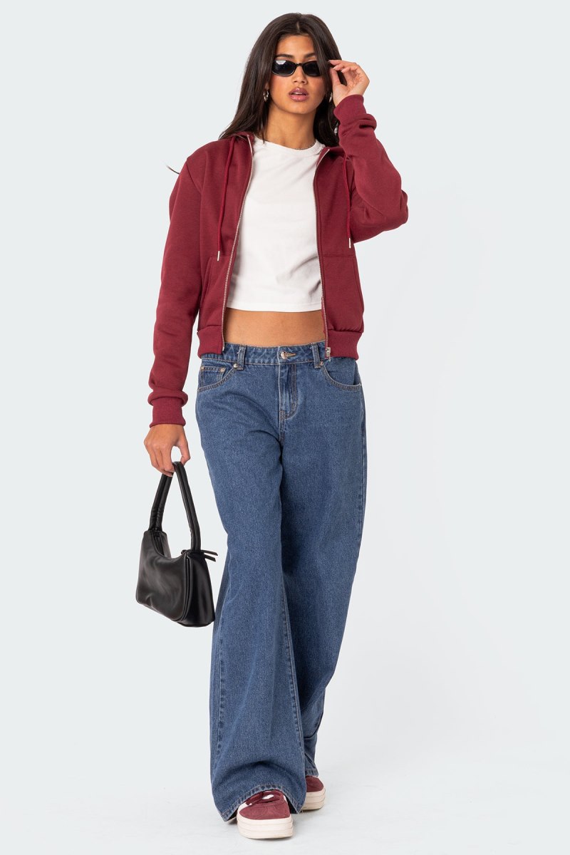 Edikted Avery Zip Up Hoodie Burgundy | USA LY389448A5