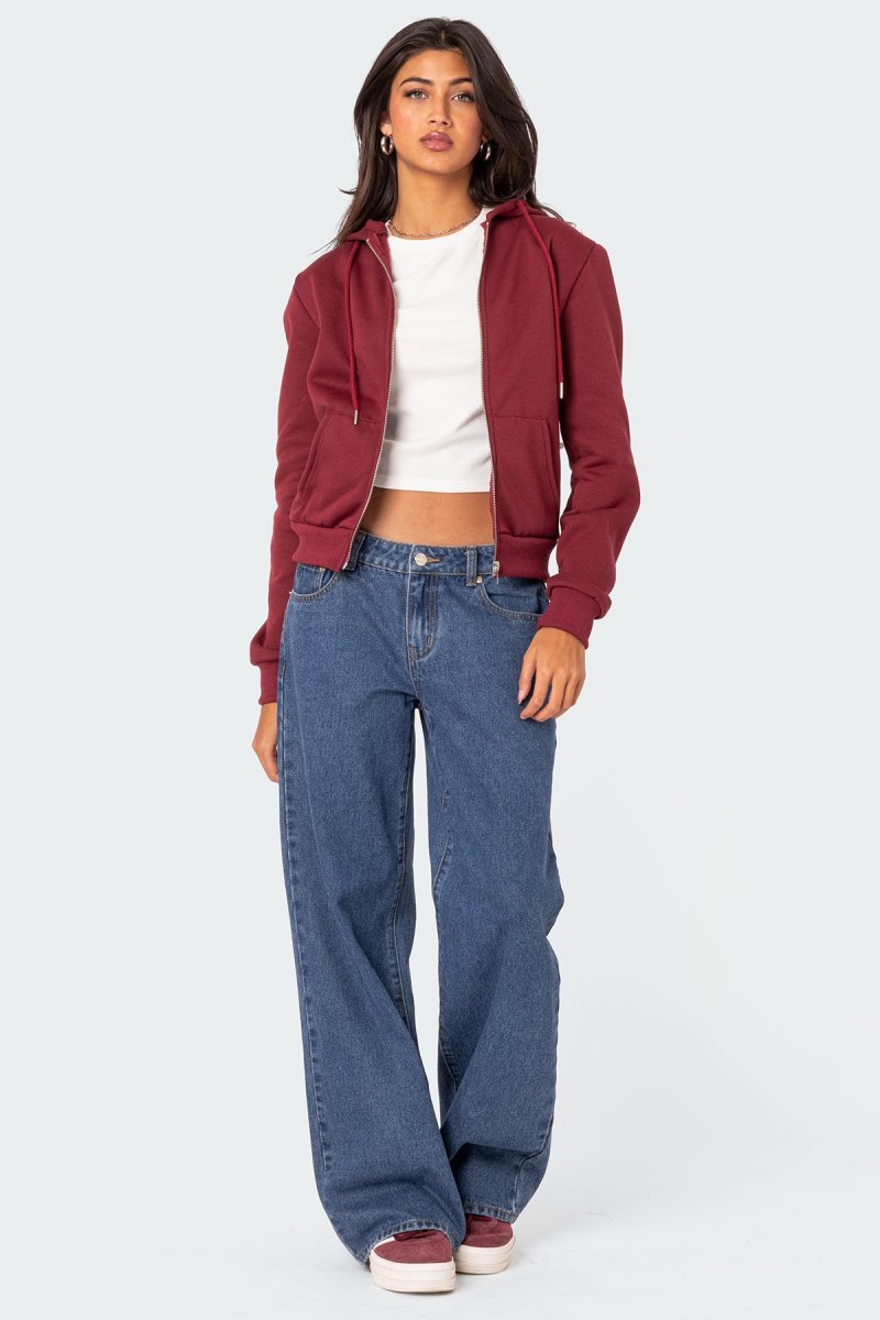Edikted Avery Zip Up Hoodie Burgundy | USA LY389448A5