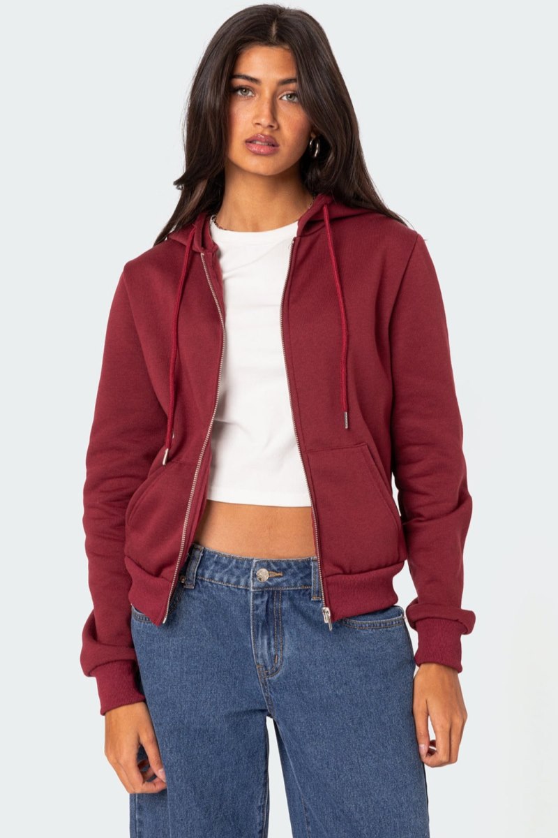 Edikted Avery Zip Up Hoodie Burgundy | USA LY389448A5