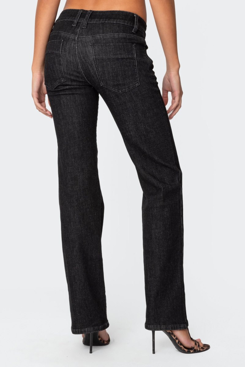 Edikted Avril Boot Cut Low Rise Jeans Black Washed | USA VM942264D7