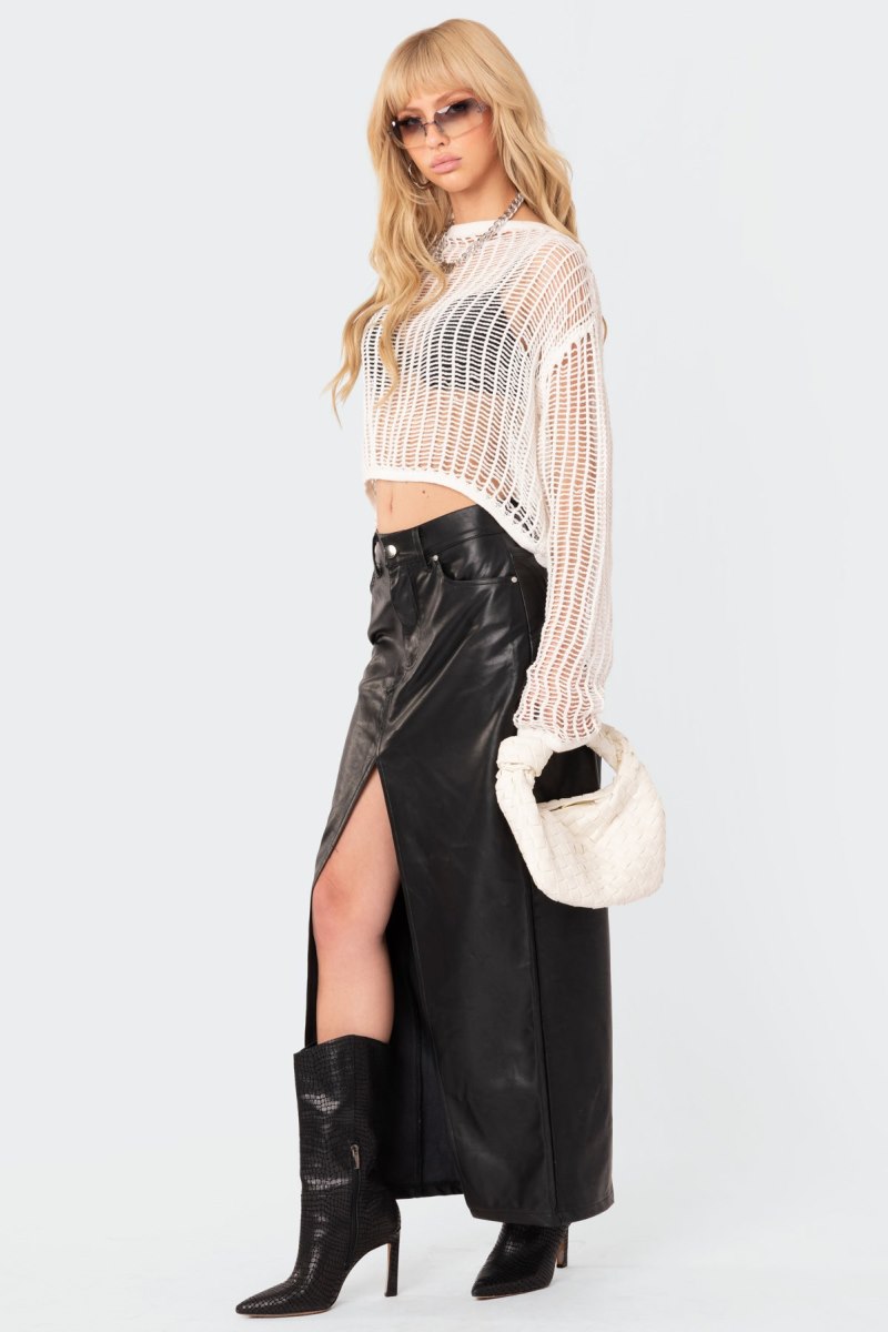 Edikted Aylin Oversized Hole Sweater White | USA ID206280G9