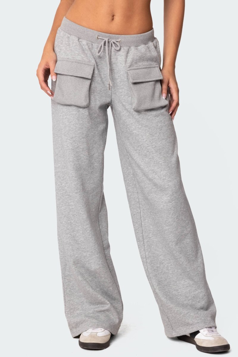 Edikted Bailey French Terry Cargo Pants Gray Melange | USA ZU981528V3