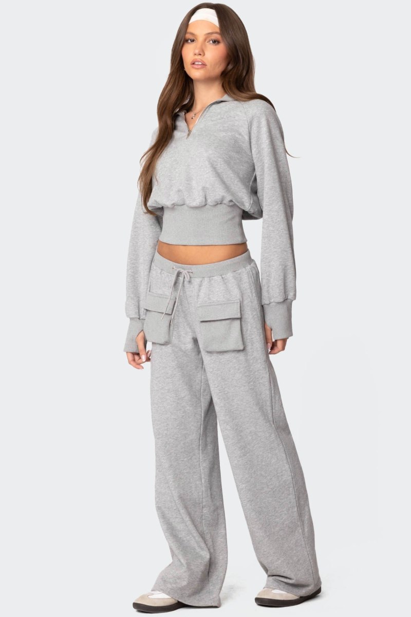 Edikted Bailey French Terry Quarter Zip Sweatshirts Gray Melange | USA NR125032D8
