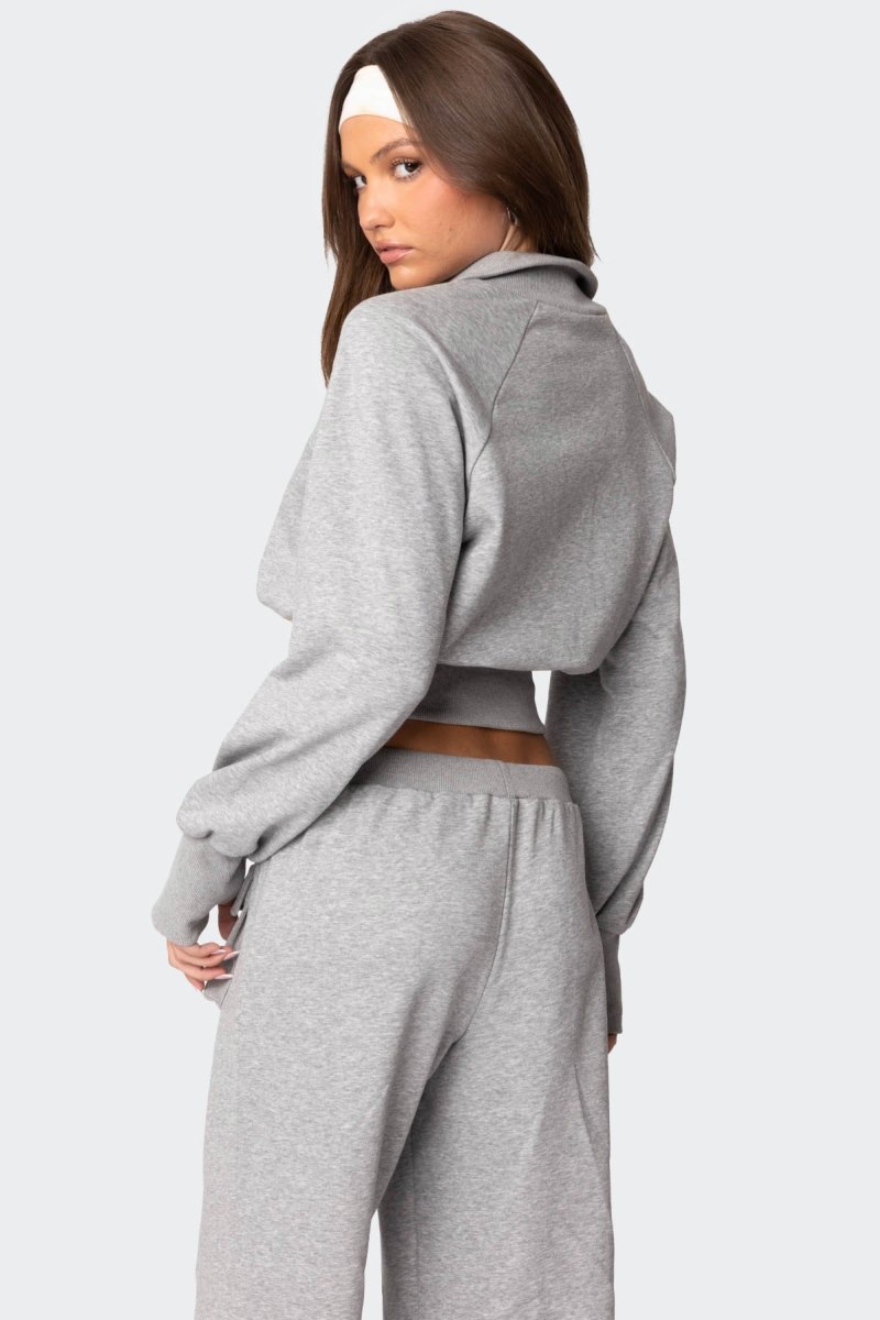 Edikted Bailey French Terry Quarter Zip Sweatshirts Gray Melange | USA NR125032D8