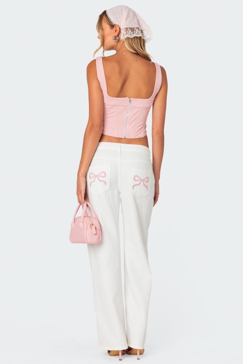 Edikted Ballet Baby Lace Up Corset Light Pink | USA SP802570J1