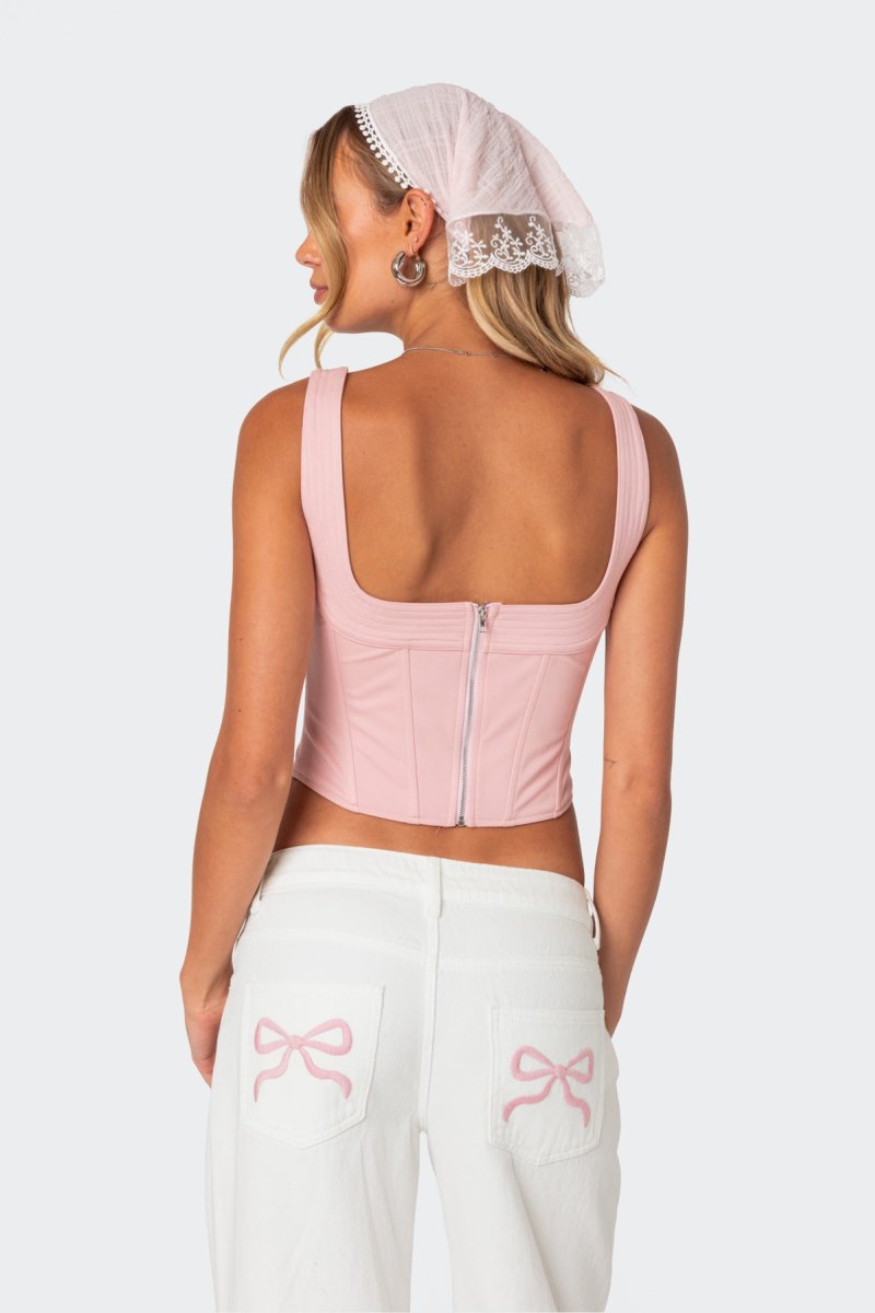 Edikted Ballet Baby Lace Up Corset Light Pink | USA SP802570J1