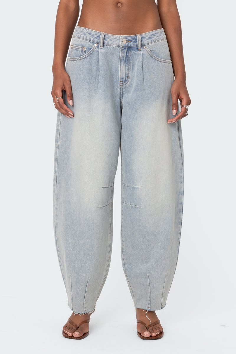 Edikted Balloon Washed Low Rise Jeans Light Blue | USA SK880638H2