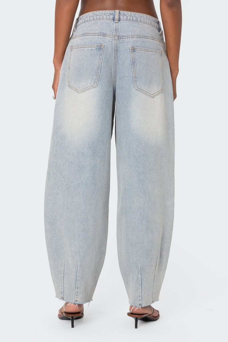 Edikted Balloon Washed Low Rise Jeans Light Blue | USA SK880638H2