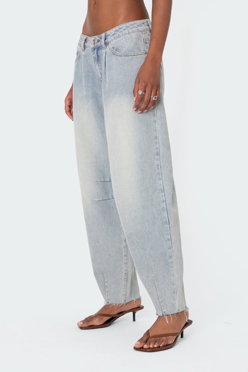 Edikted Balloon Washed Low Rise Jeans Light Blue | USA SK880638H2
