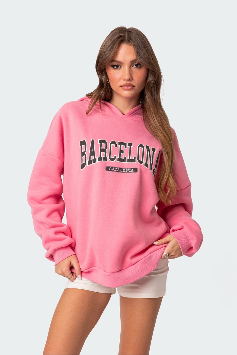 Edikted Barcelona Oversized Hoodie Long Sleeve Tops Pink | USA BB929032T0