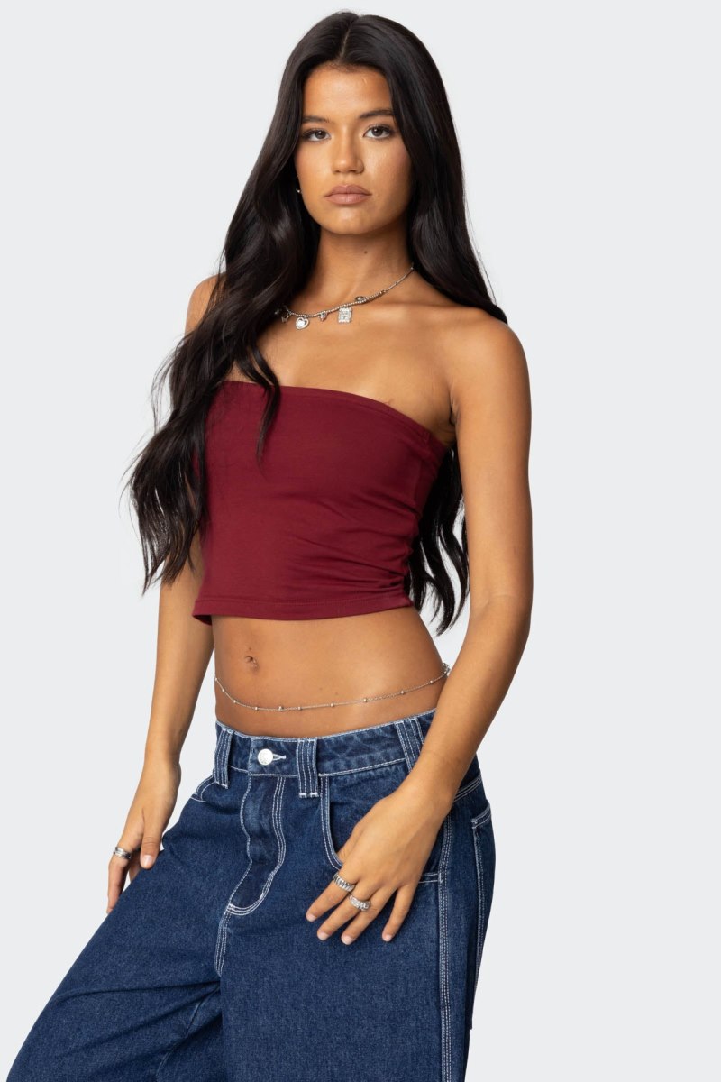 Edikted Basic Tube Strapless Tops Black | USA HF481318P8