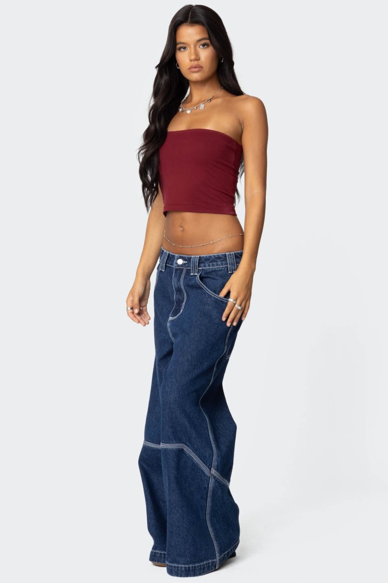 Edikted Basic Tube Strapless Tops Black | USA HF481318P8