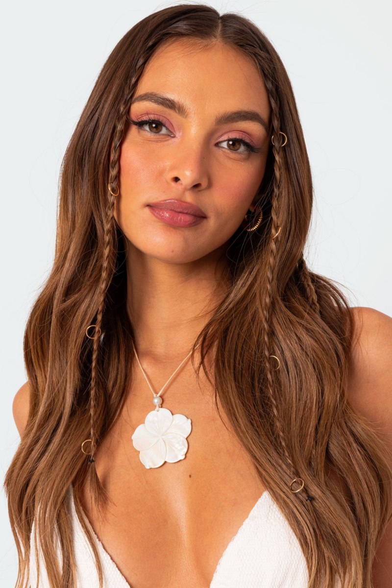 Edikted Beachy flower shell string Necklaces Cream | USA OM865756B3